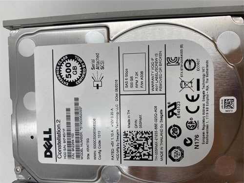 DELL 55RMX - 500GB 7.2K 2.5IN SFF SAS HDD - Refurbished