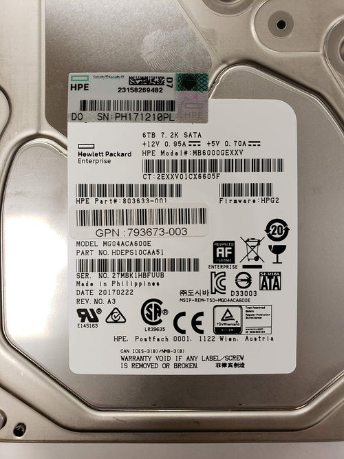 HP 793695-B21 - 8TB 7.2K 6G 3.5Inch SATA HDD - Refurbished