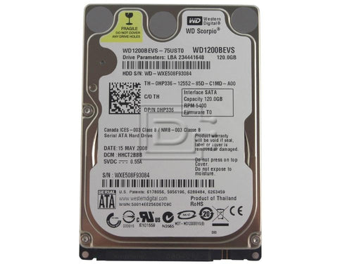 WD WD1200BEVS - WESTERN DIGITAL WD SCORPIO 120GB 5.4K 2.5INCH SATA HDD - Refurbished