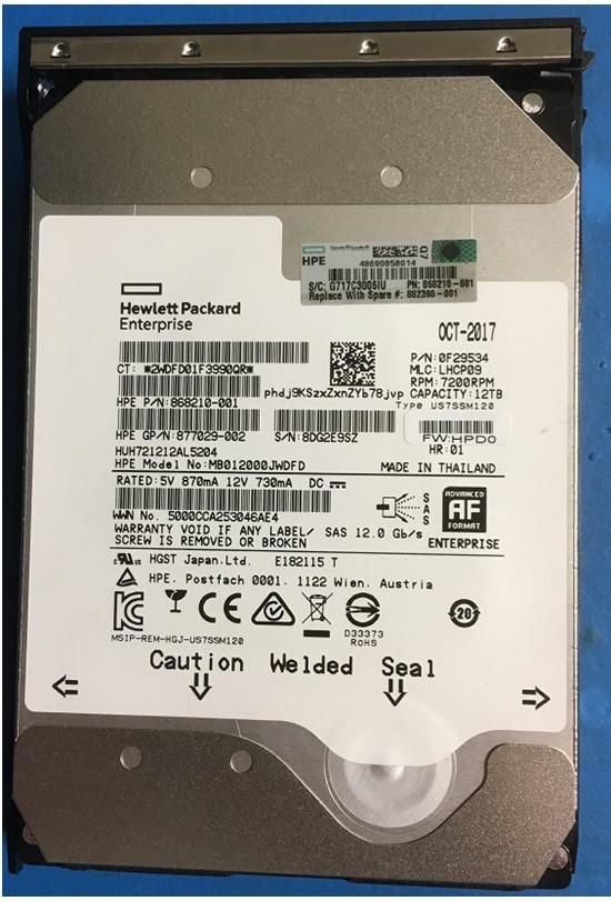 HP 881781-B21 - 12TB 7.2K 12G 3.5INCH BC SAS LP HDD - Refurbished