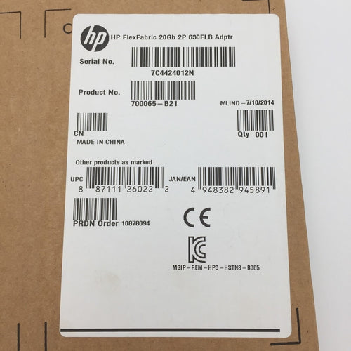 HP 700065-B21 - HP FLEXFABRIC 20GB DUAL-PORT 630FLB ADAPTER - New