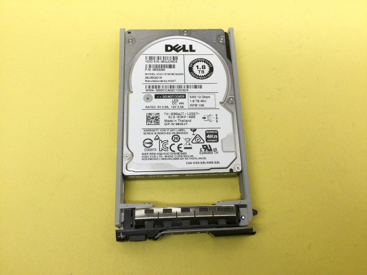 DELL 96WJT - DELL 1.8TB 10K 12G 2.5INCH 4KN SAS HDD - Refurbished — exact part-number product image