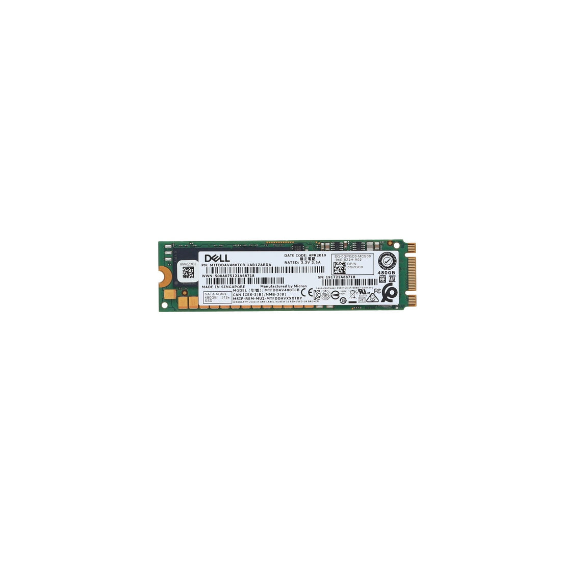DELL GPGC0 - 480GB 6G M.2 Ri Mlc SATA SSD - Refurbished