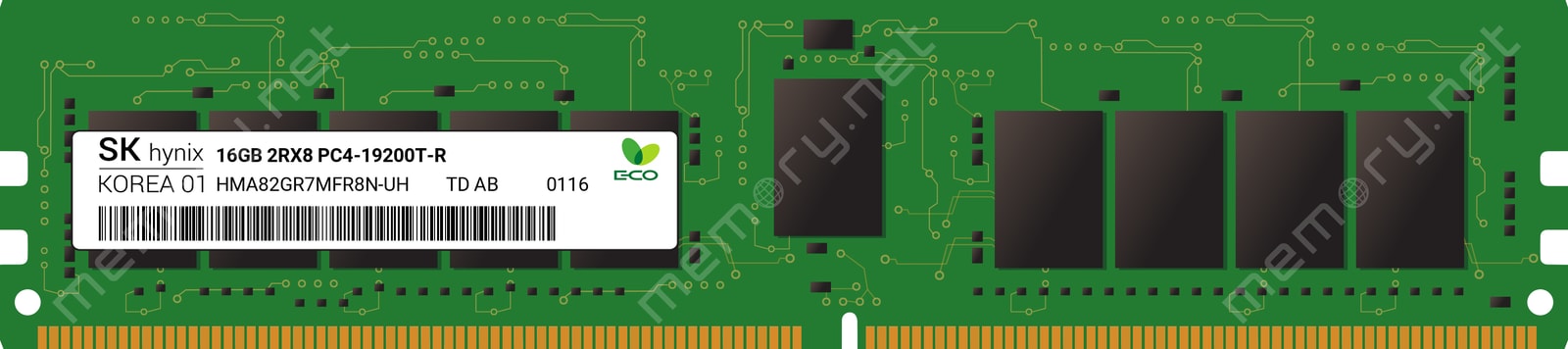 Hynix HMA82GR7MFR8N-UH - 16GB (1*16GB) 2Rx8 PC4-19200T-R DDR4-2400MHZ RDIMM - New — exact part-number product image