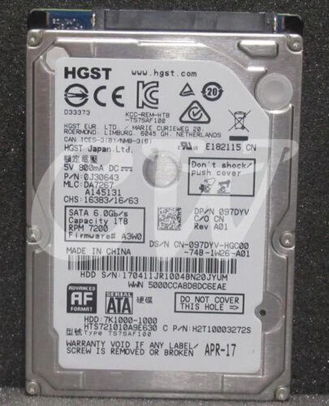 HITACHI HTS721010A9E630 - 1TB 7.2K 6G 2.5INCH SATA HDD - Refurbished