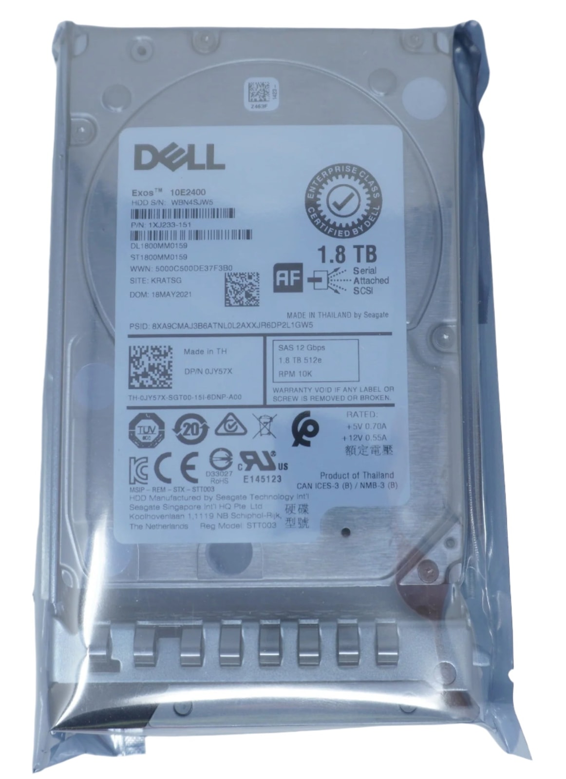 DELL JY57X - DELL 1.8TB 10K 12G 2.5INCH SAS HDD - Refurbished — exact part-number product image