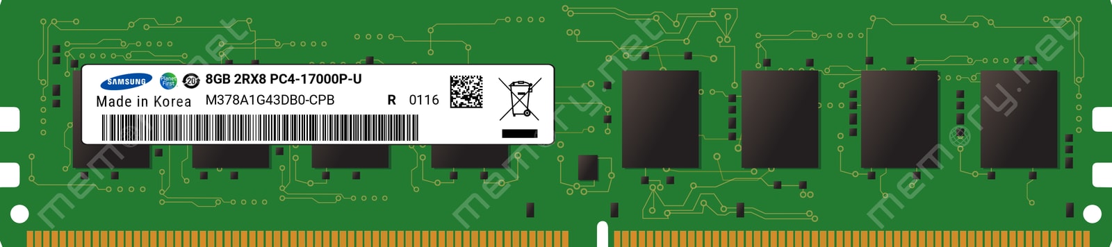 SAMSUNG M378A1G43DB0-CPB - SAMSUNG 8GB (1*8GB) 2RX8 PC4-17000P-U DDR4-2133MHZ UDIMM - Refurbished — exact part-number product image