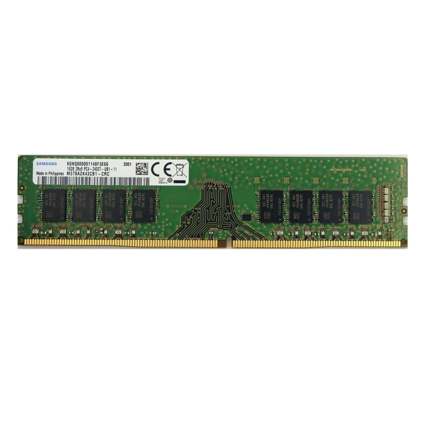 SAMSUNG M378A2K43CB1-CRC - SAMSUNG 16GB (1*16GB) 2RX8 PC4-19200T-U DDR4-2400MHZ UDIMM - New — exact part-number product image