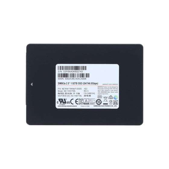 SAMSUNG MZ7KM1T9HMJP-00005 - SM863A 1.92TB 6G 2.5INCH MU SATA SSD - Refurbished