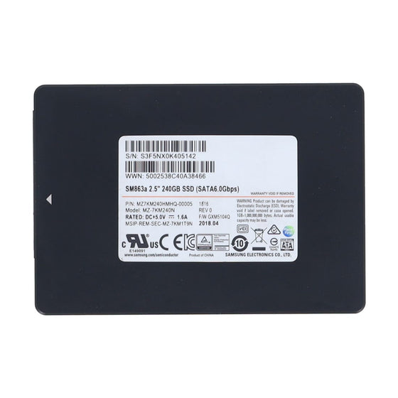 SAMSUNG MZ7KM240HMHQ-00005 - 240GB SM863A 6G 2.5INCH SATA ENTERPRISE SSD - Refurbished