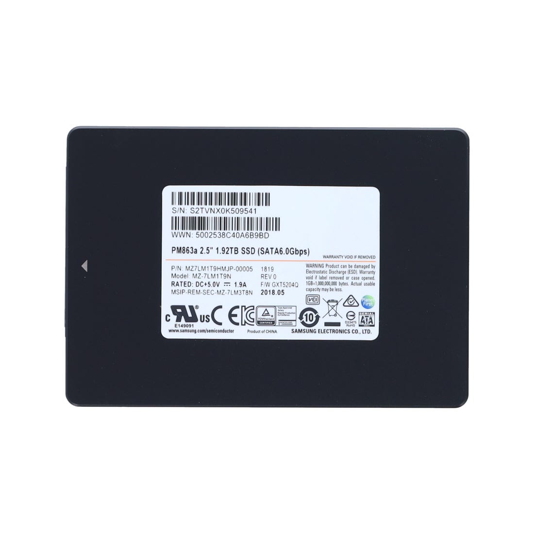 SAMSUNG MZ7LH1T9HMLT-00005 - SAMSUNG PM883 1.92TB 6G 2.5INCH SATA SSD - Refurbished — supplier reference photograph