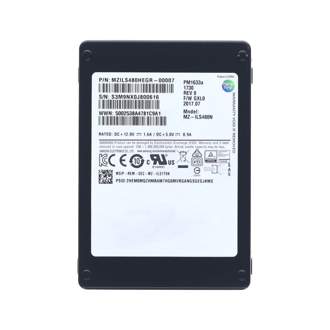 SAMSUNG MZILS480HEGR-00007 - SAMSUNG 480GB 12G 2.5INCH SAS SSD - Refurbished — supplier reference photograph