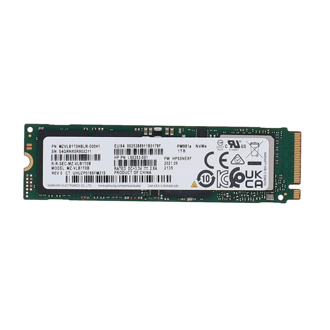 SAMSUNG MZVLB1T0HBLR - SAMSUNG PM981A 1TB M.2 2280 PCIE NVME SSD - Refurbished — supplier reference photograph