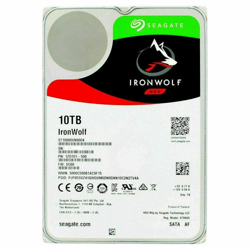 SEAGATE ST10000VN0004 - IRONWOLF 10TB 7.2K 3.5INCH SATA NAS HARD DISK DRIVE - Used