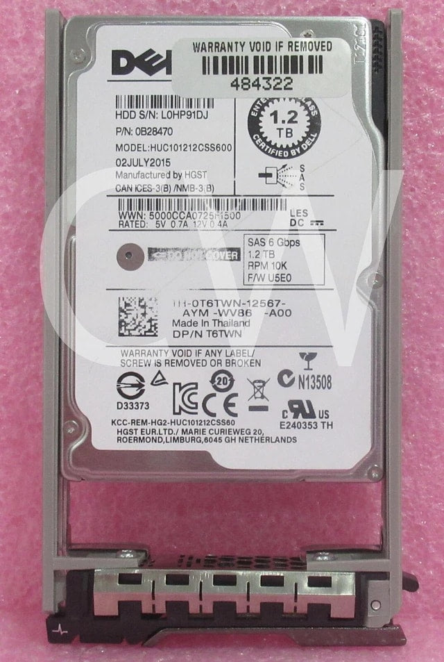 DELL T6TWN - DELL 1.2TB 6G 10K 2.5INCH SAS HDD - Refurbished