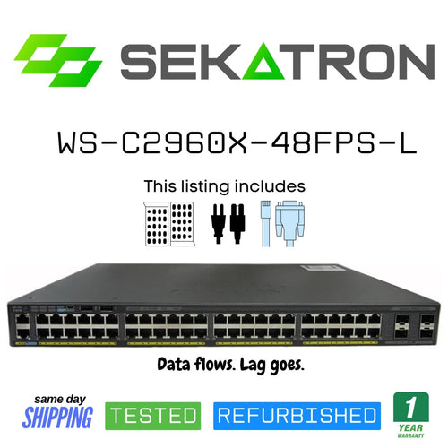 CISCO WS-C2960X-48FPS-L - CISCO C2960X 48*1GB RJ-45 4-SFP POE+ 740W L2 SWITCH - Refurbished