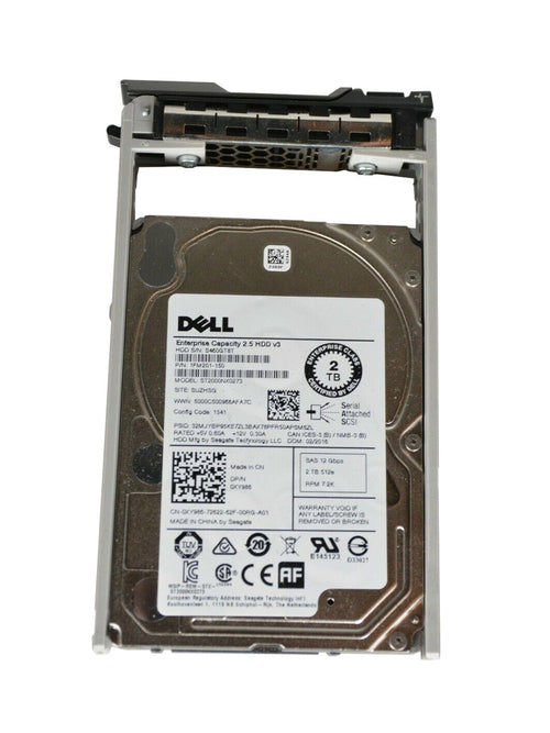 DELL XY986 - DELL 2TB 7.2K 12G 512E 128MB 2.5INCH SAS HDD - Refurbished
