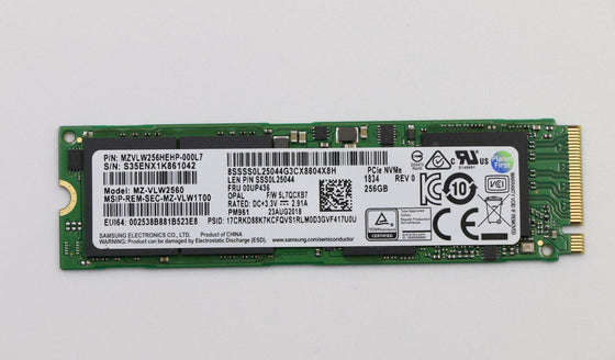 LENOVO 00UP436 - 256GB M.2 NVME PCIE 3.0X4 SSD - Refurbished