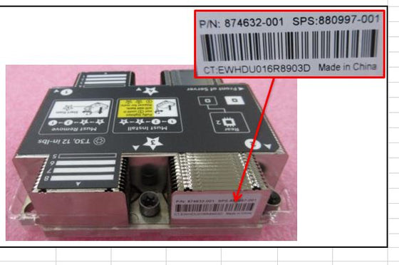 HP 880997-001 - XL450 G10 REAR HEATSINK - Refurbished