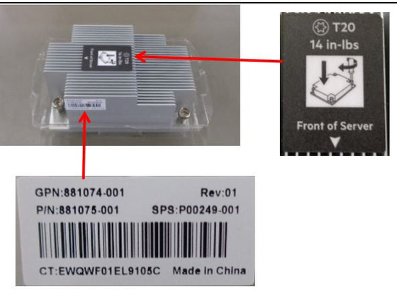 HP P00249-001 - STANDARD 2U HEATSINK FOR DL385 G10 - Refurbished
