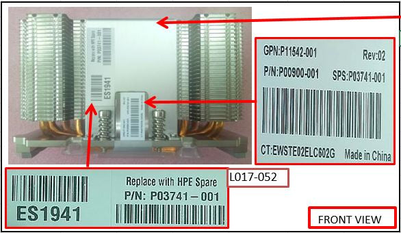 HP P03741-001 - Front Sxm2 Gpu Heatsink for Xl270D G10 - Refurbished